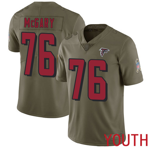 Atlanta Falcons Limited Olive Youth Kaleb McGary Jersey NFL Football #76 2017 Salute to Service